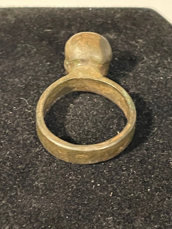 Antique Ukrainian Bronze Skull Ring - image 9