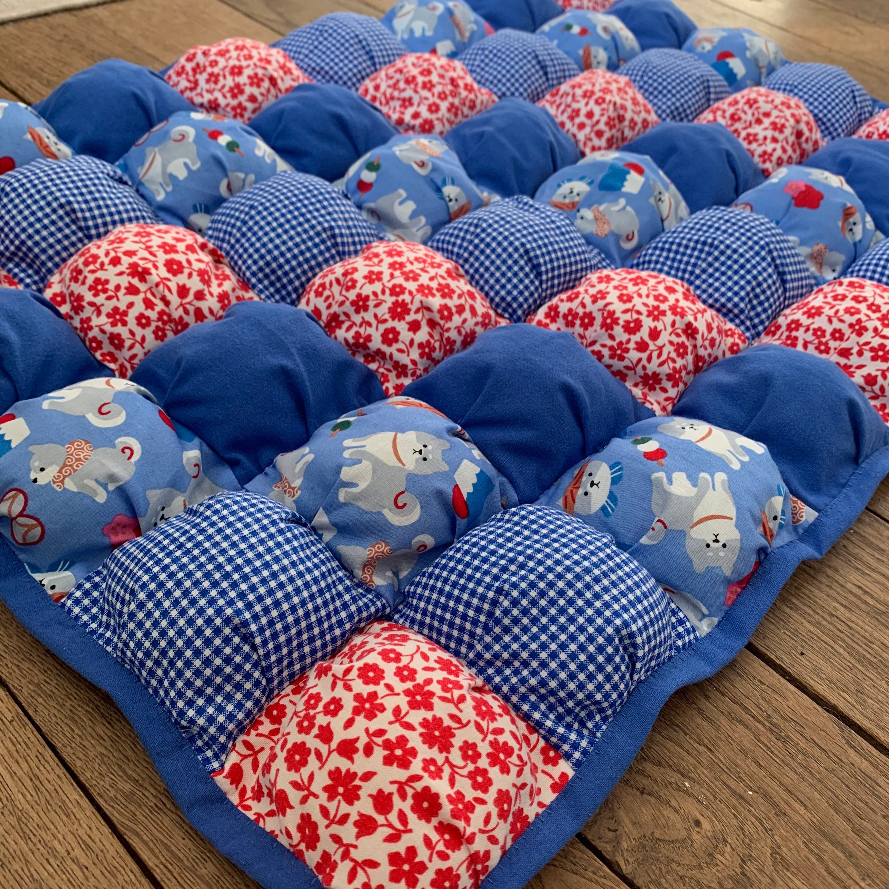 Puffy Blanket Bleue Coton et Laine