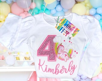 Unicorn Birthday Shirt, Unicorn Shirt for Girls, Flower Unicorn Shirt, Floral Unicorn Birthday Shirt, 4th Birthday Shirt for Girls, Unicorn