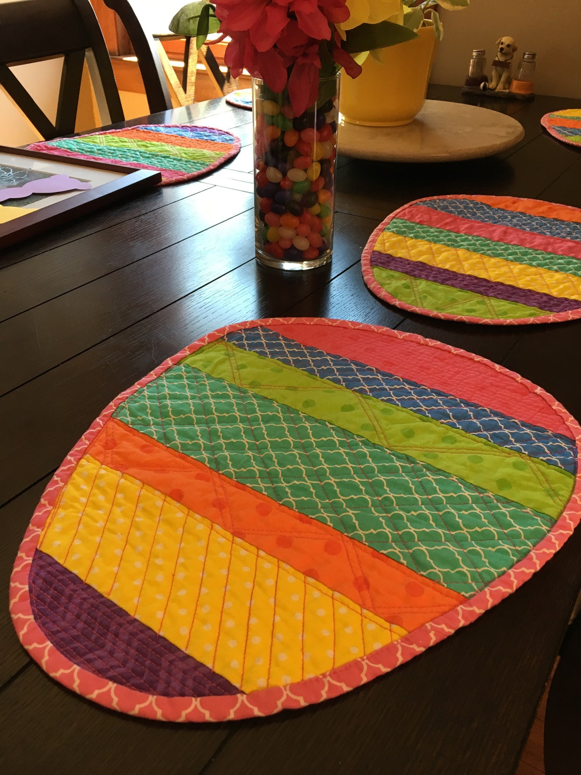Easter Egg Placemats Set of 6 Quilted Placemats Etsy