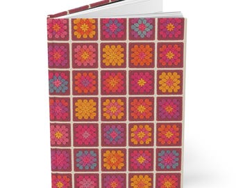 Crochet Granny Square Hardcover Journal Matte - Ruled Line, Project Tracker, Stationary, Gift for Crocheter