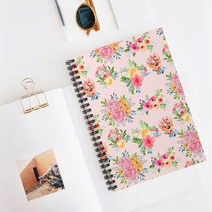 Pink Floral Spiral Notebook - Ruled Line