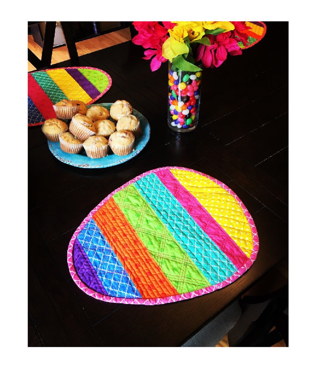 Easter Egg Placemats Set of 6 Quilted Placemats Etsy