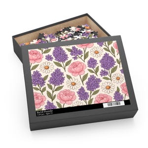 Blumenpuzzle mit Pfingstrosen und Flieder | Perfektes Geschenk für Blumenliebhaber, Familienspielabend, Dekoration, Entspannungsaktivität