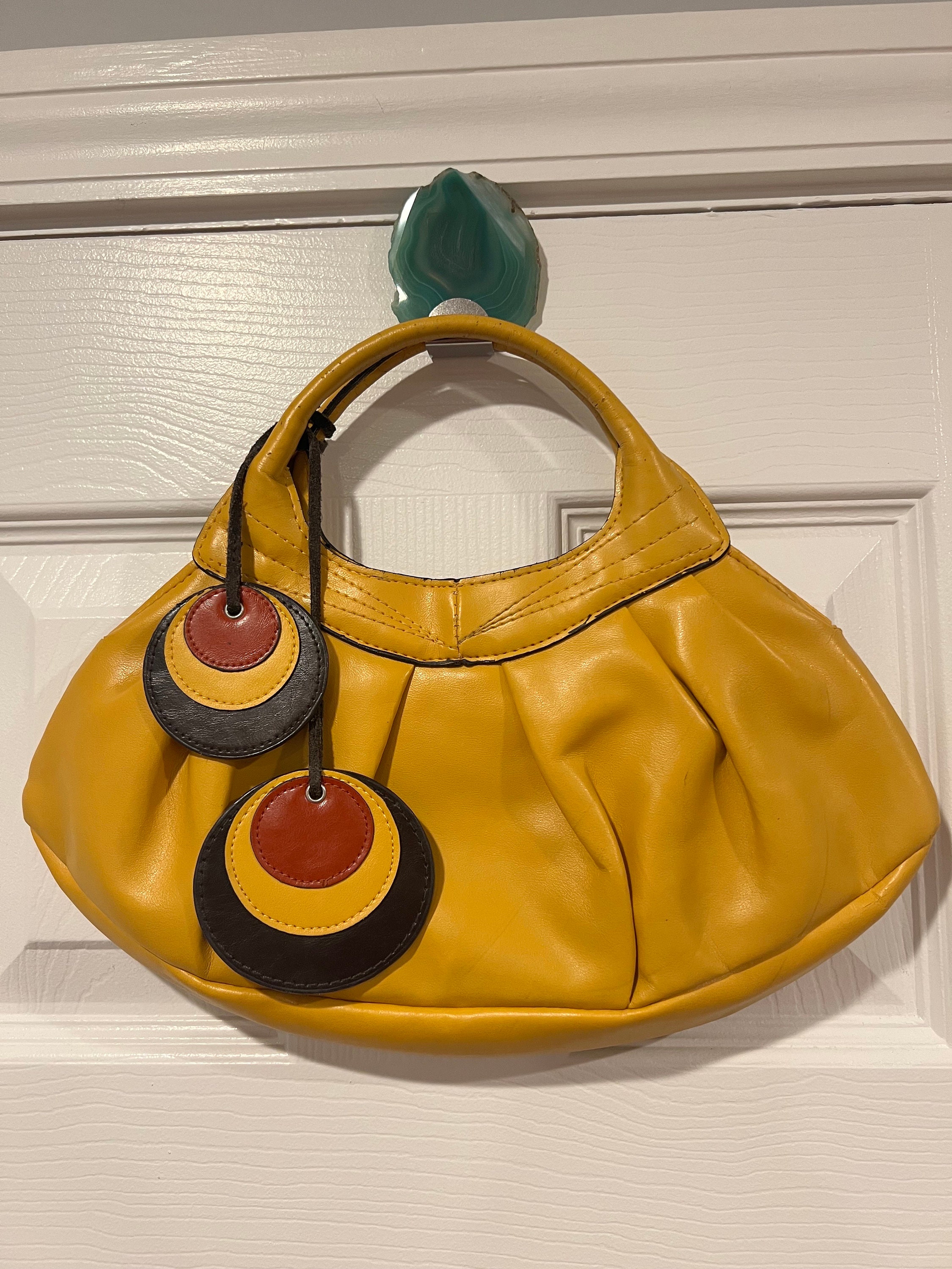 Vintage Early 2000s Topshop Mustard Vinyl Handbag, Lined With