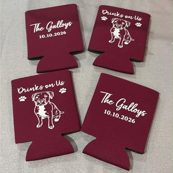Custom wedding koozies, wedding favors beer koozies, wedding party favors, custom koozies, wedding party