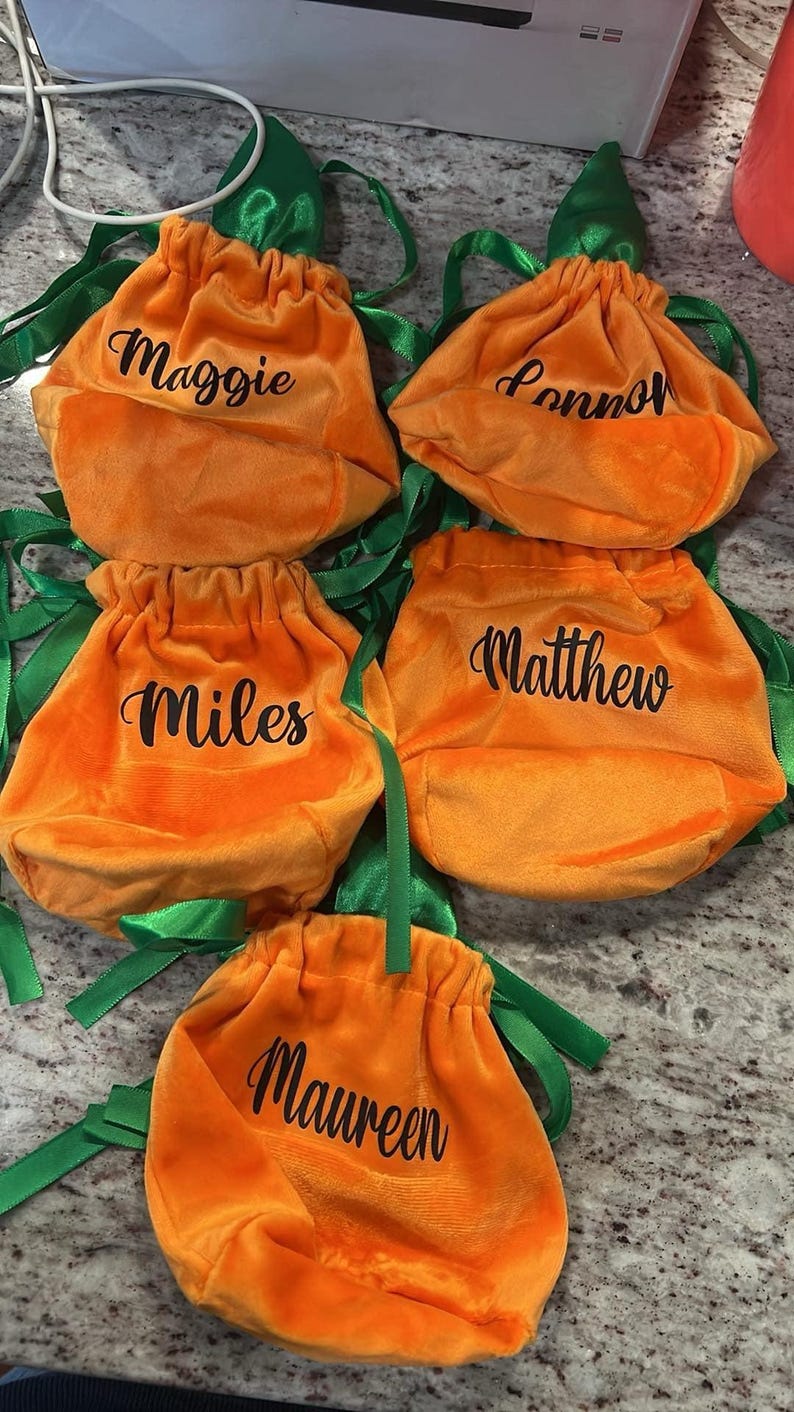 Personalized Pumpkin Treat Bag: Halloween Candy Bag, 6-inch immagine 8