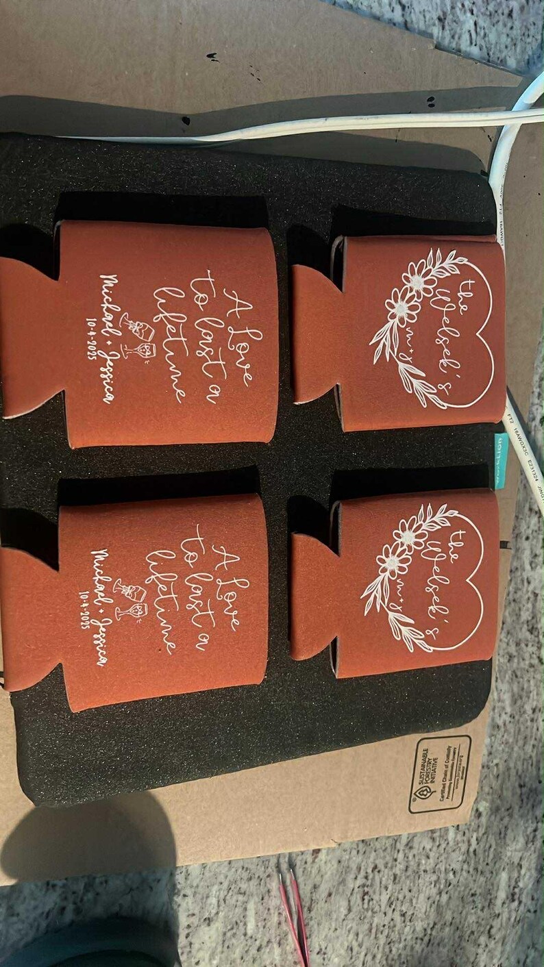 Custom wedding koozies, wedding favors beer koozies, wedding party favors, custom koozies, wedding party image 5