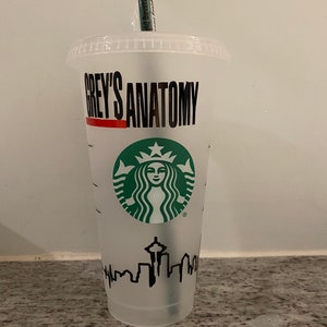 Greys anatomy personalized Starbucks cold cup inspired