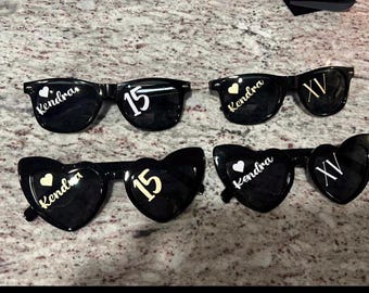 Quinceanera personalized sunglasses party favors XV stickers for glasses