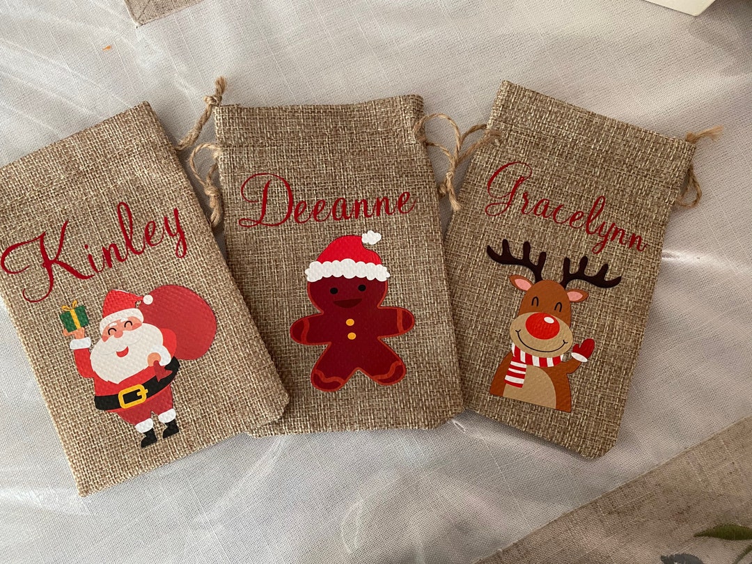 Burlap Christmas Candy Sacks Money Bag Gift Card Bag Etsy