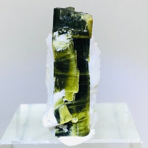 Natural Green Cap Tourmaline Crystal with Albite and Feldspar Combine Specimen from Mine Skardu  (02)