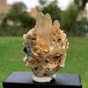 Terminated Kunzite Crystal With Feldspar Specimen  (01)