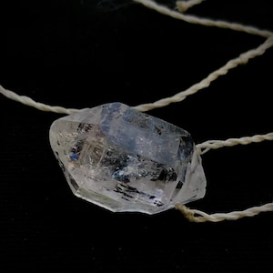 Pingente/colar de cristal de quartzo com diamante Perkimer/Herkimer com terminação dupla (P15)