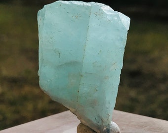 Natural Blue Aquamarine Crystal, Raw Terminated Crystal (Pakistan)