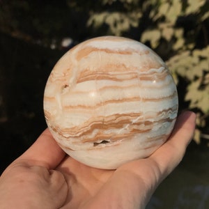 790gr Caribbean Calcite Sphere , Healing Crystal , Hand Polish Gemstone , Caribbean calcite (D)