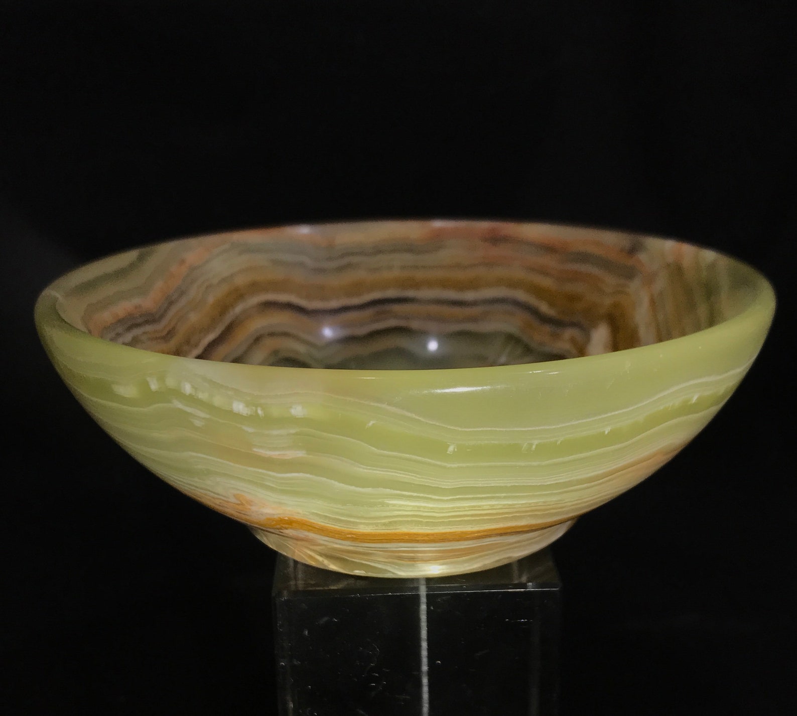 Green Onyx Bowl Banded Onyx Dish Hand Crafted Stone Bowl Etsy