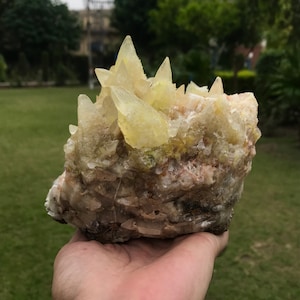 Giant Yellow Dogtooth Calcite With Albite / Tooth Crystals  (S5)