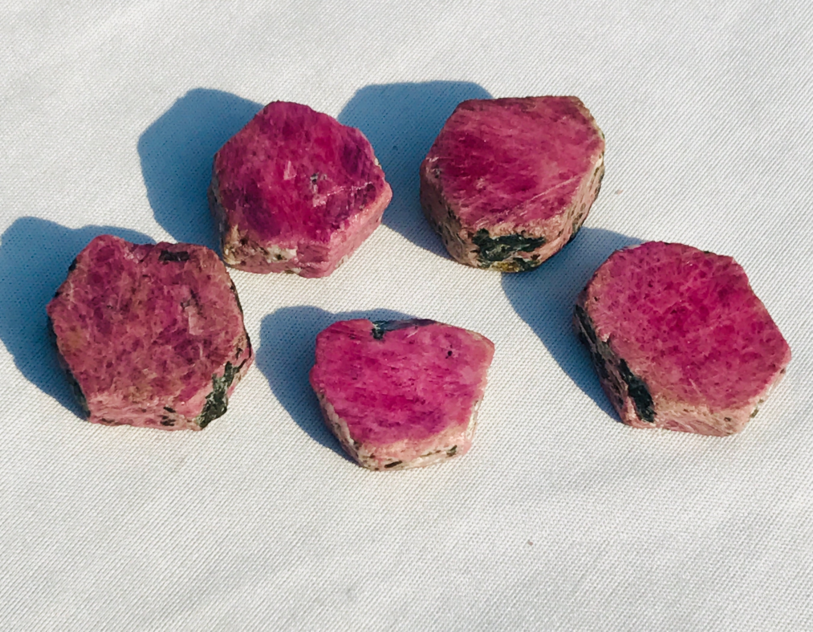 5 Pieces Natural Hexagonal Ruby Slices UV Reactive Fluorescent. From ...