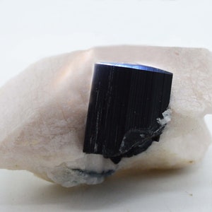 Natural Terminated Blue Cap Tourmaline Crystal With White Feldspar Specimen (N)