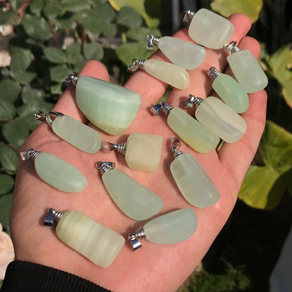 15 Pieces High quality Pendant, Pistachio calcite pendants Hand polish gemstone (27)