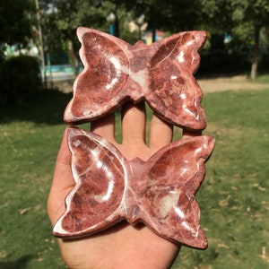 2 Pieces Red Jasper Butterfly, Hand crafted/ Red Jasper , Red Calcite  (P1)