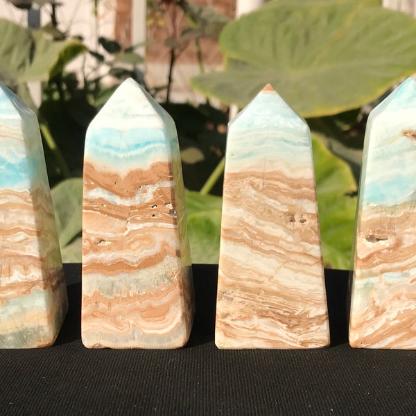 4 Pieces Excellent Quality Blue Caribbean Calcite Towers , Healing Blue Calcite Crystal  (34)