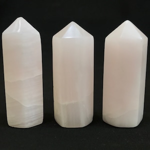 3 Pieces Pink Mangano Calcite Towers (Point) UV Reactive Crystal 384gr (37)