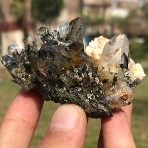 Clear Terminated Rutilated Quartz Crystals With white Feldspar  (P7)