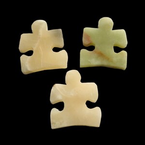 3 Pieces Light Green Onyx Puzzle / Hand Made Bande Onyx  (S3)