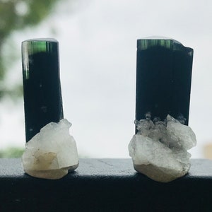 2 Pieces Terminated Green Cap Tourmaline Crystal With white Feldspar  (05)