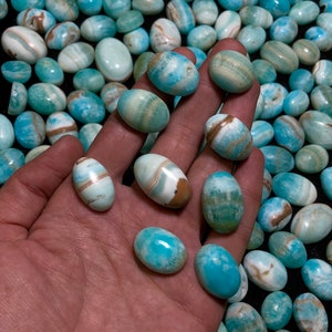 100 Pieces Lot Of Blue Aragonite/ Smithsonite/ Hemimorphite Cabs / Cabochons For Jewellery/ Wirewrapping  (N)