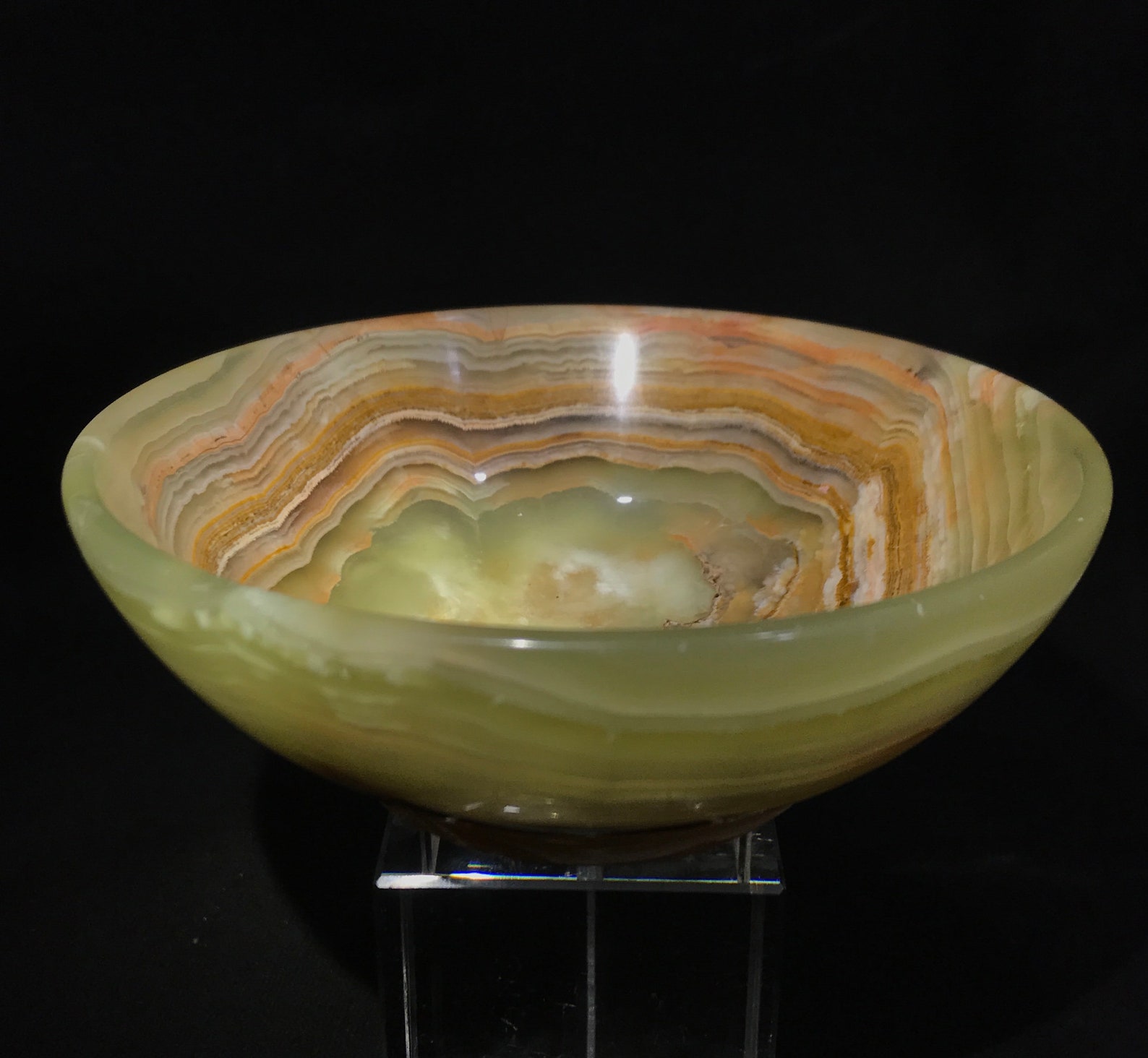 Green Onyx Bowl Banded Onyx Dish Hand Crafted Stone Bowl Etsy