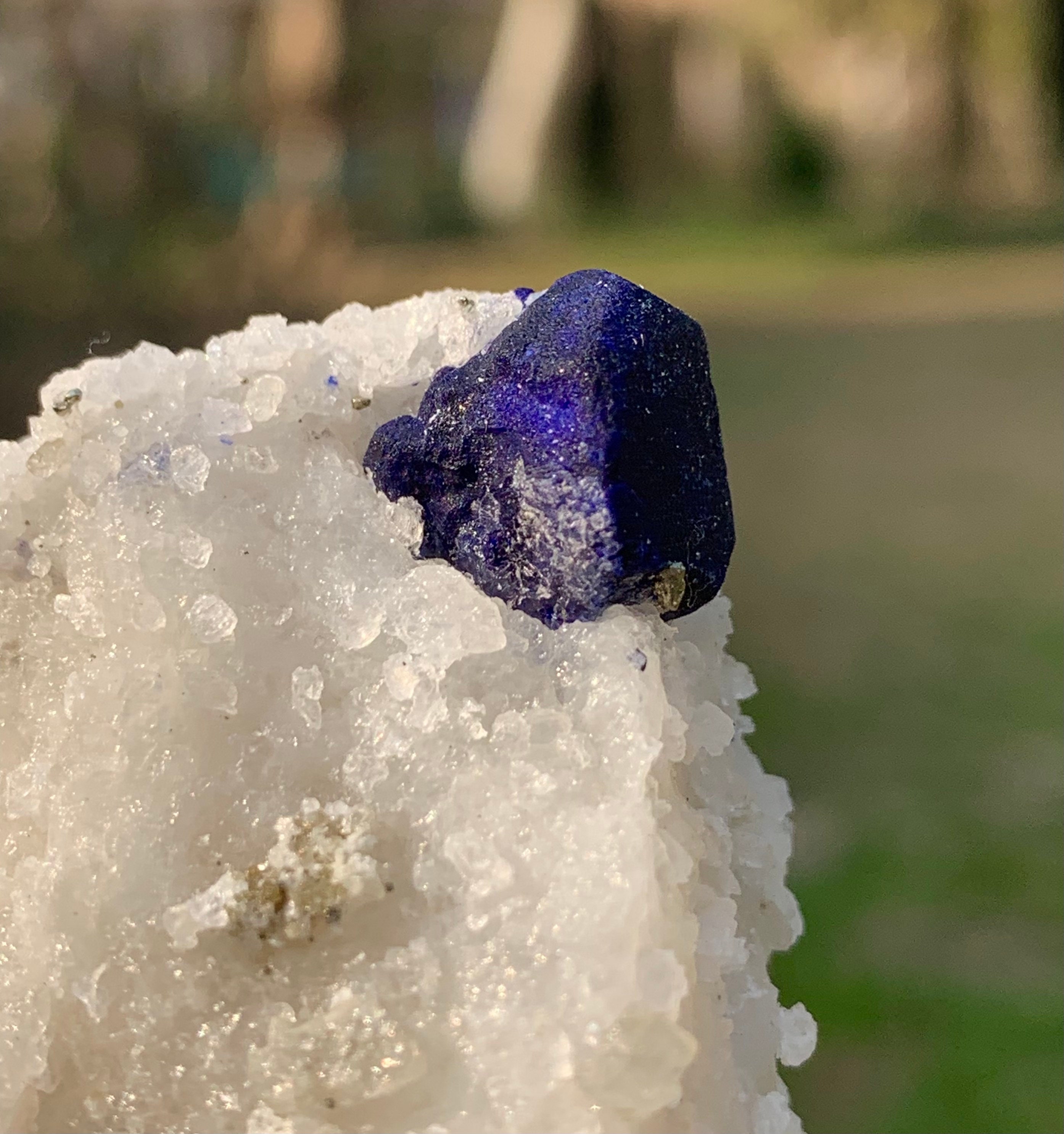 ラズライト結晶、方解石、黄鉄鉱、バダフシャン、アフガニスタン