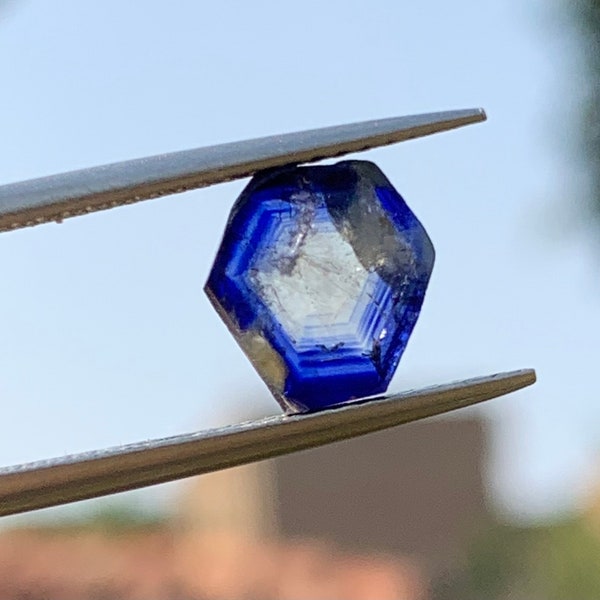 Trapiche / Stalactite Sapphire Faceted Blue Slice Pair From Pakistan (Drz)