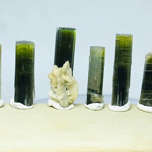 6 Pieces Green Cap Tourmaline Crystal With Feldspar Specimen Lot / Deal  (01(