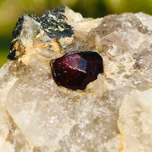 Natural Almandine Garnet Crystal with Feldspar Specimen  (S1)