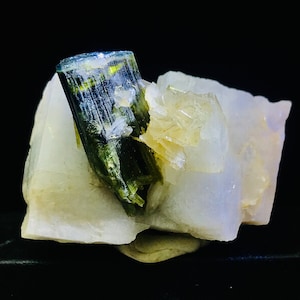 Terminated Green Cap Tourmaline Crystal With Feldspar  (00)