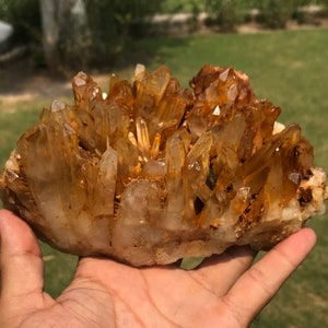 Natural Terminated Hematite Quartz crystals / Healing Crystal, Chlorine Quartz Cluster  (B)
