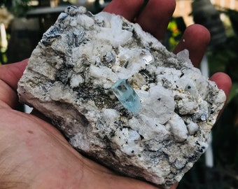Fully Terminated Gemmy Blue Aquamarine Crystal On Matrix from Shigar valley Skardu Pakistan  (B)