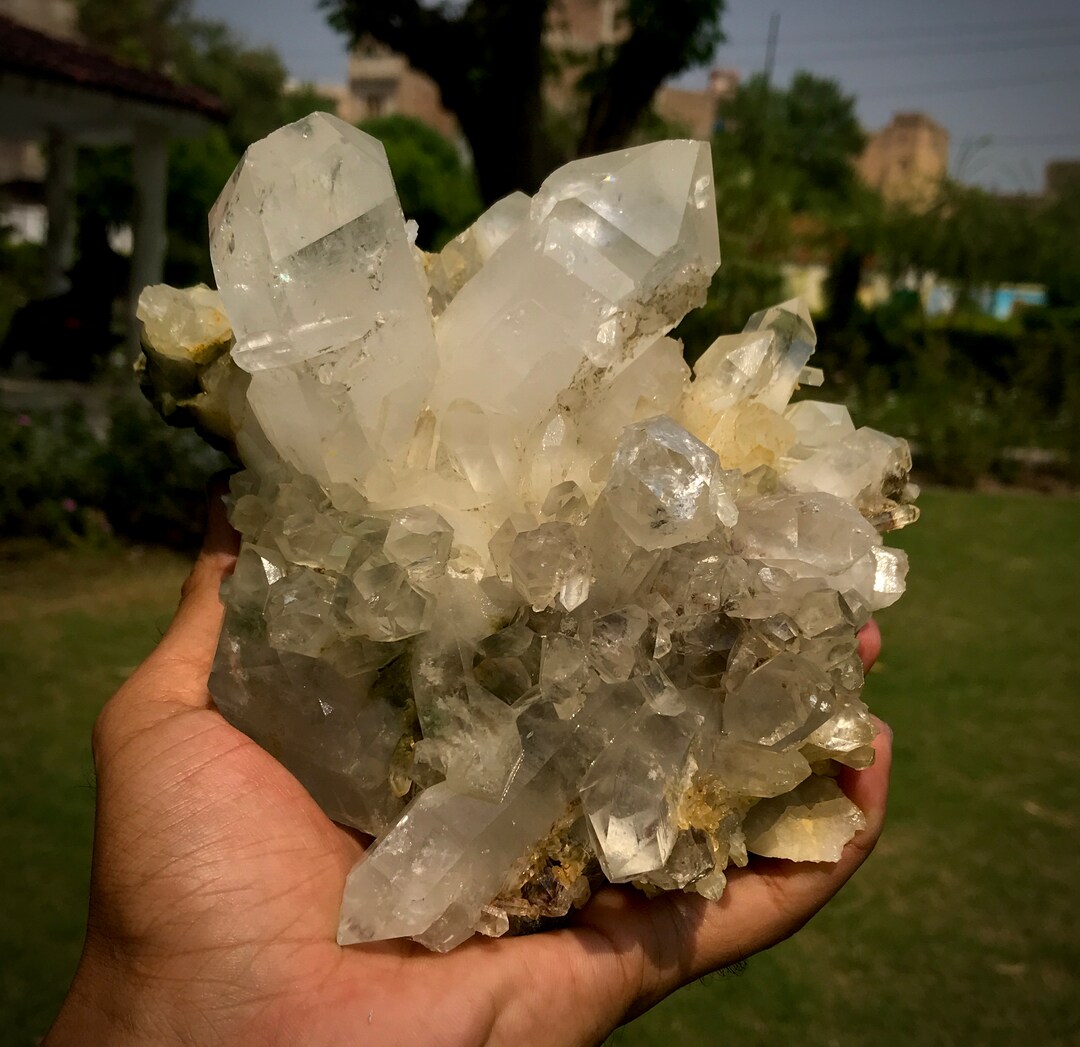 Giant Cluster of Clear Quartz Crystals With Chlorine/ Chlorite Etsy