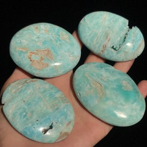 Blue Aragonite Palm Stones (4 Pieces)