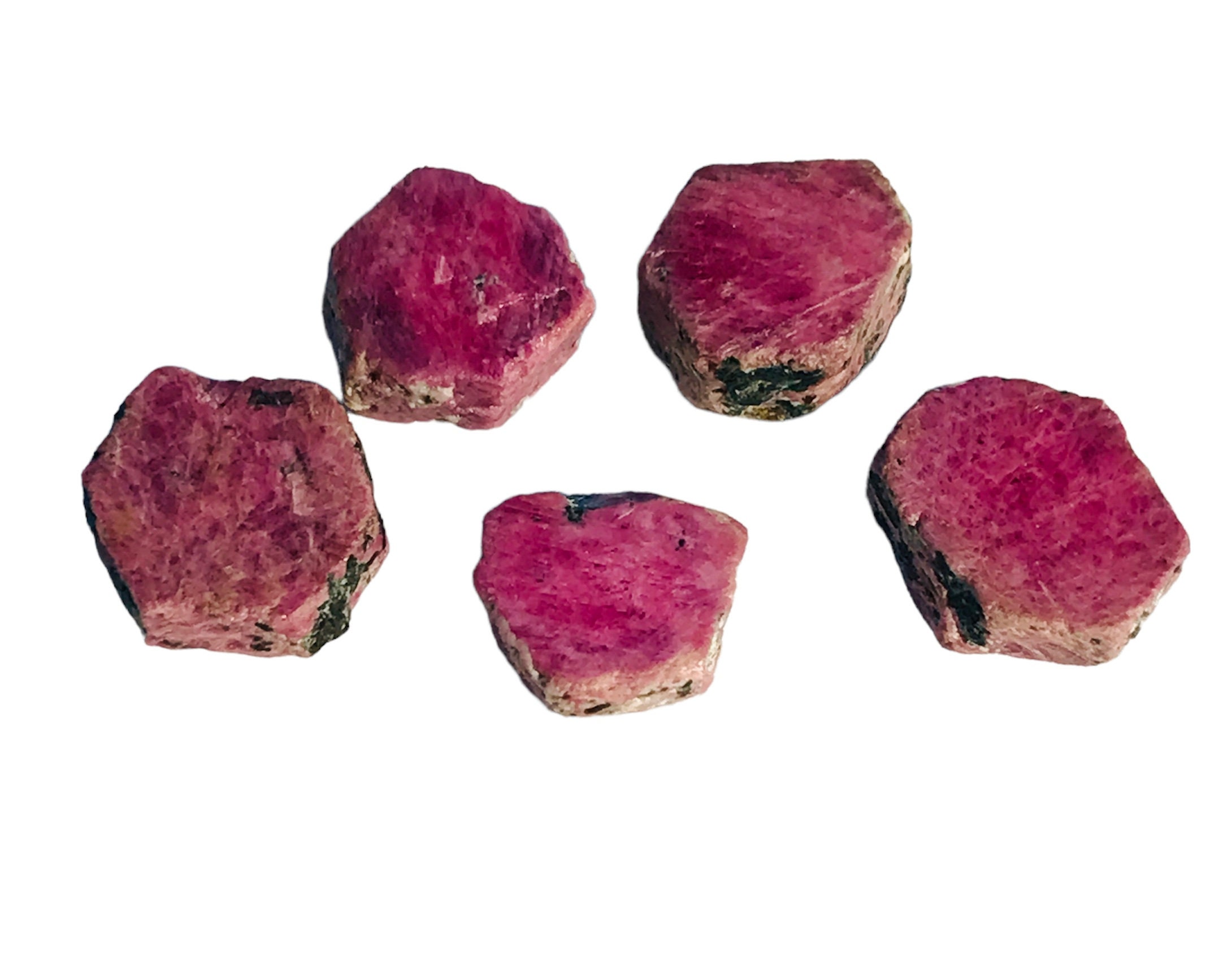 5 Pieces Natural Hexagonal Ruby Slices UV Reactive Fluorescent. From ...