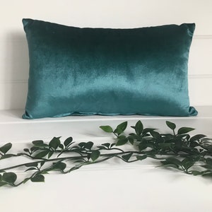 Teal Soft Velvet Bolster Cover for 18” x 12” Cushion,Soft Lumbar Cushion,Velvet Bolster Cushion,Teal Velvet Cushion for Bedroom