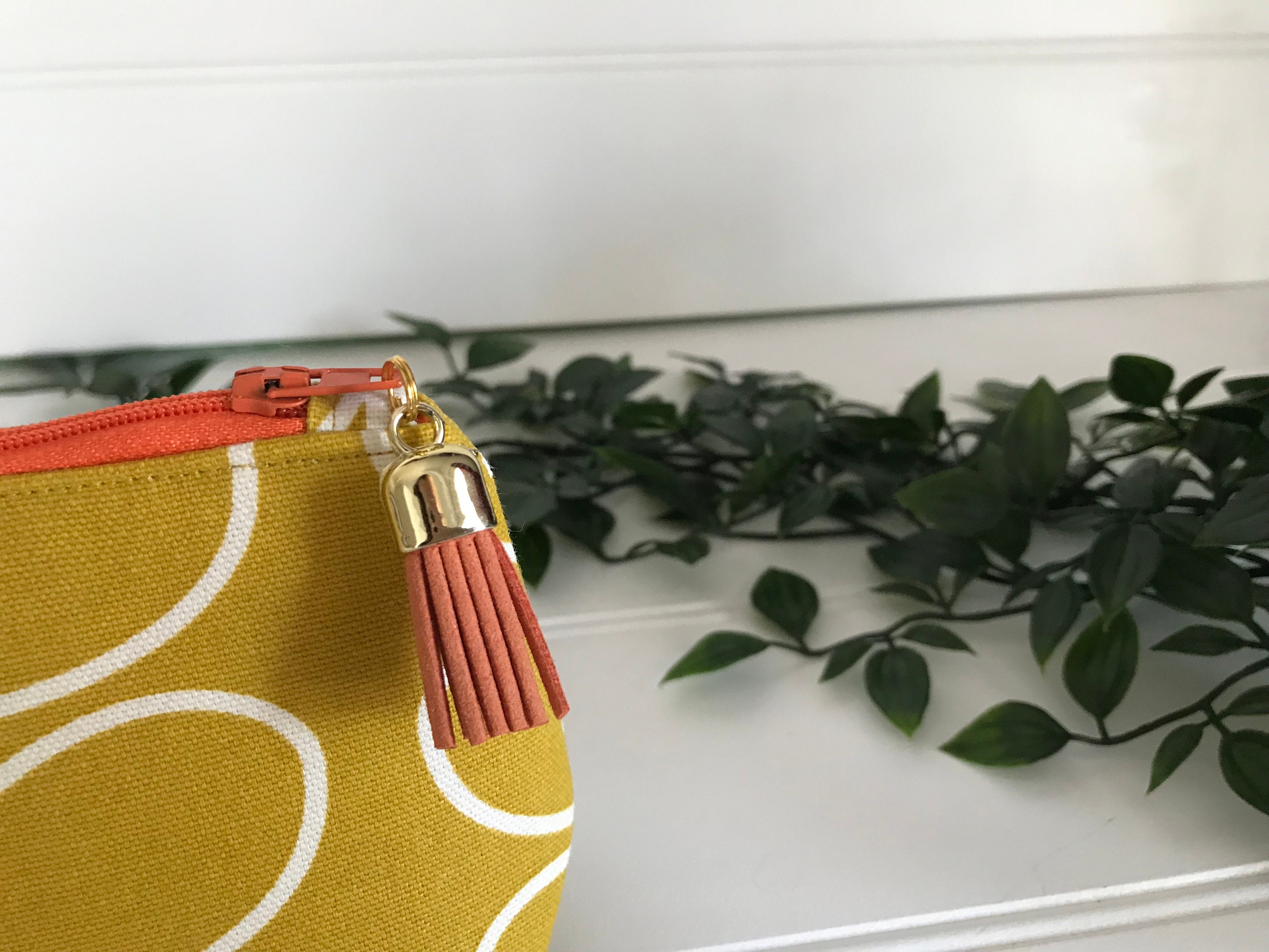 Orla Kiely Make up Bag Ochre Linear Stem Orla Kiely Make Up Etsy