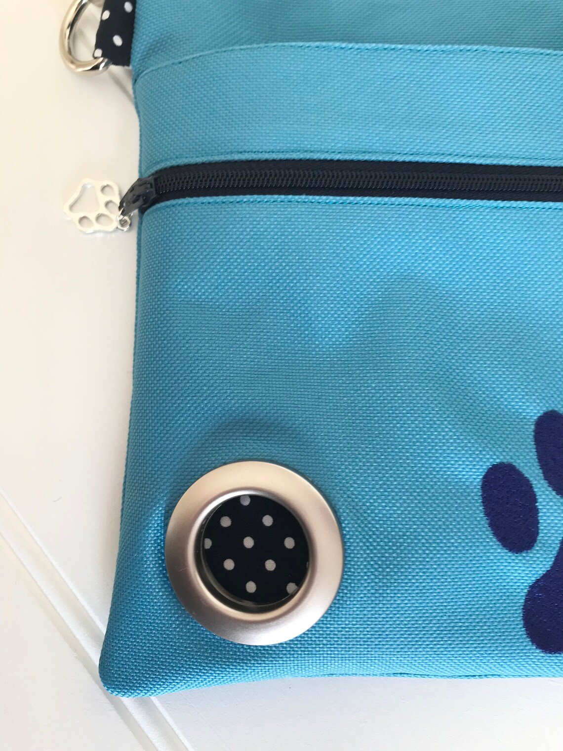 Turquoise Waterproof Dog Walking Bag With Embroidered Paw Etsy UK