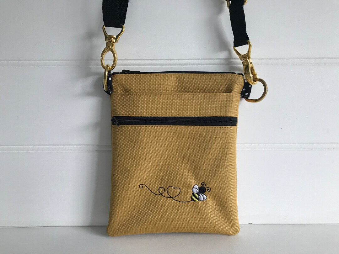 Yellow Embroidered Bumble Bee Cross Body Bag ,waterproof Cross Body Bee