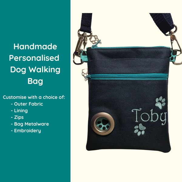 PERSONALISED Dog walking bag, Personalised Gift for dog owner,Dog bag with poo bag dispensing pocket,Crossbody Walking bag for dog owners