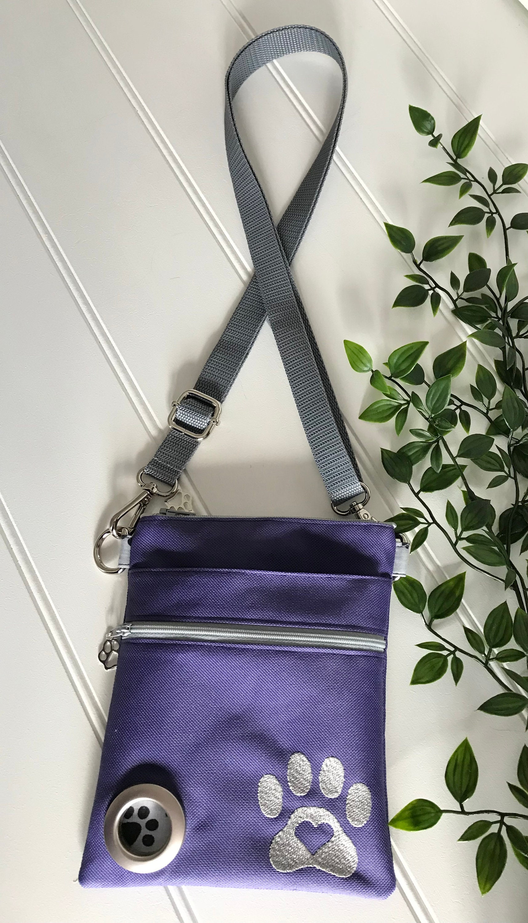 Purple Waterproof Dog Walking Bag With Embroidered Paw Etsy UK