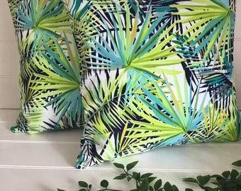 Green Tropical Palm Leaf Cushion Covers, Summer Cushion Covers with a Jungle Theme, Fun Home Decor Botanical Style, Summer Home Decor